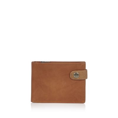 Light brown leather popper wallet